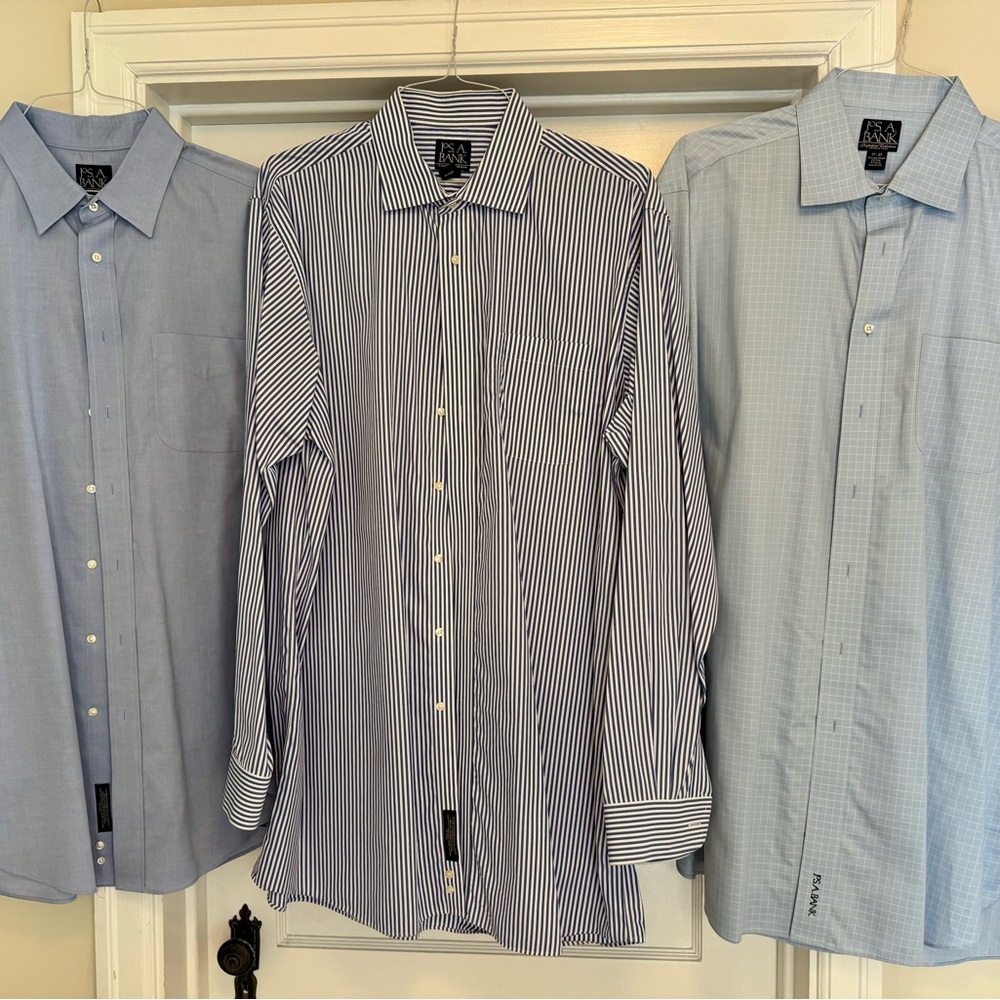 Jos. A. Bank Blue and White Striped Dress Shirt Trio